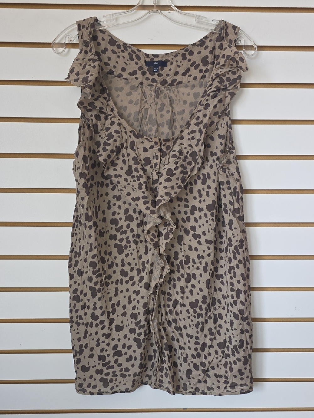 GAP Ruffle Leopard Print Sleeveless Blouse